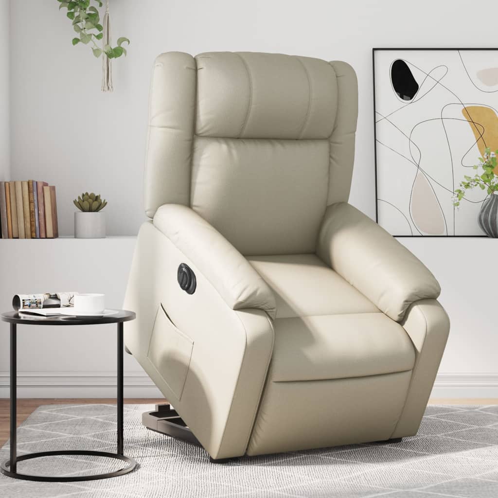 Fauteuil inclinable électrique crème similicuir - XIOS