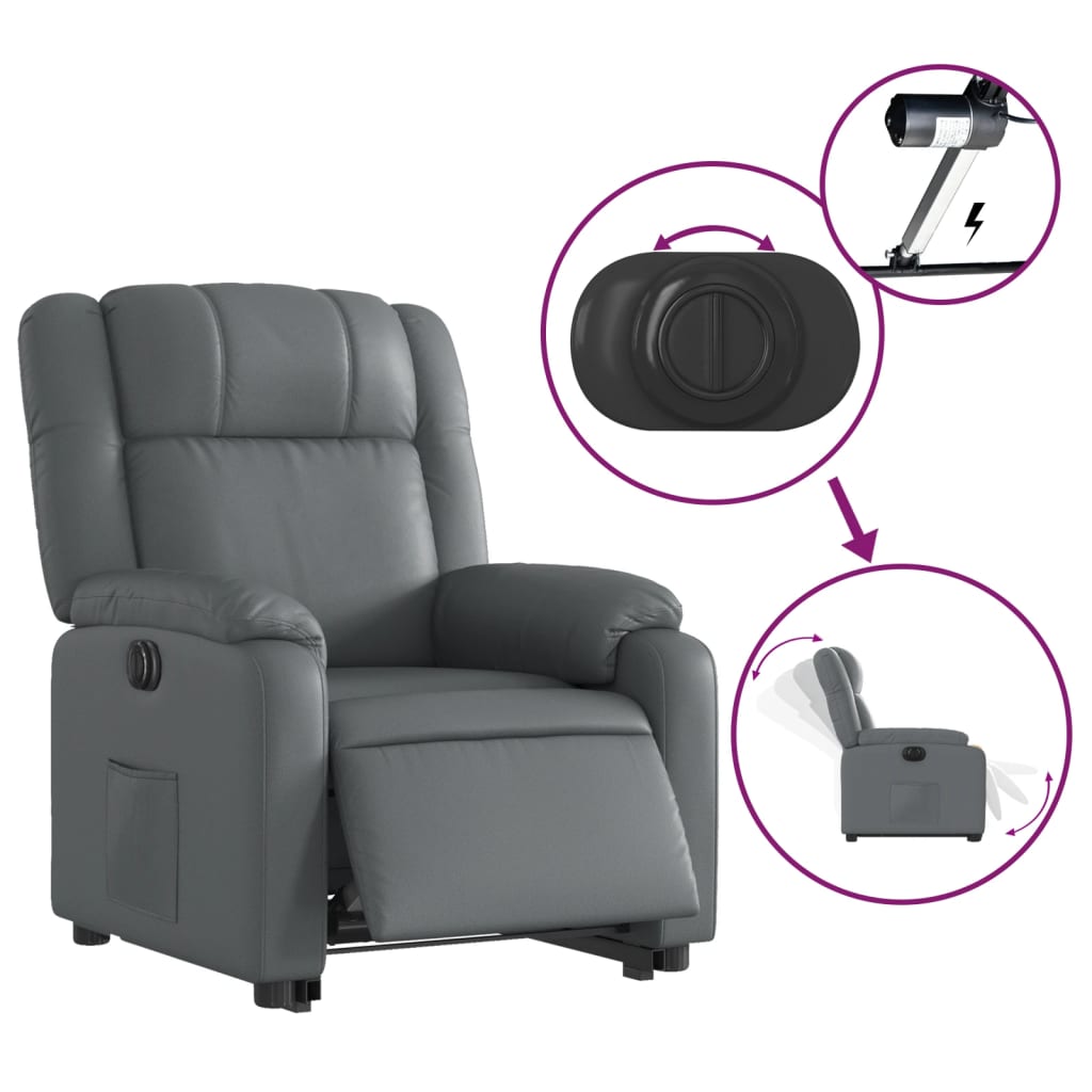 Fauteuil inclinable électrique gris similicuir - XIOS