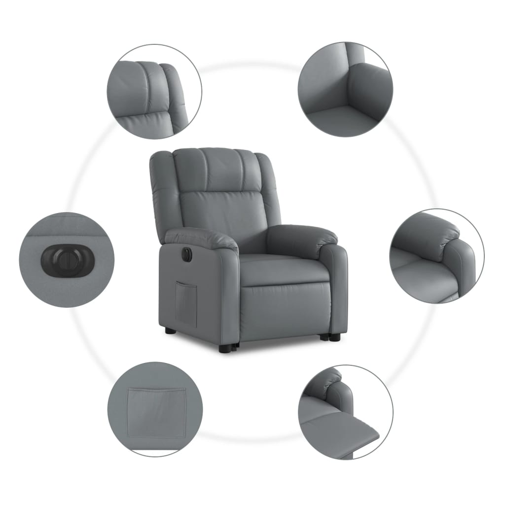 Fauteuil inclinable électrique gris similicuir - XIOS