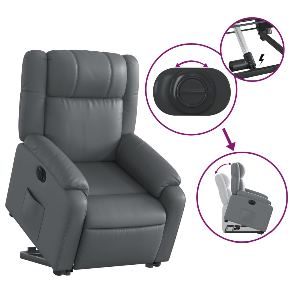 Fauteuil inclinable électrique gris similicuir - XIOS