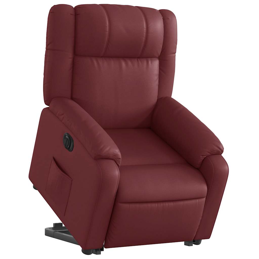 Fauteuil inclinable électrique rouge bordeaux similicuir - XIOS