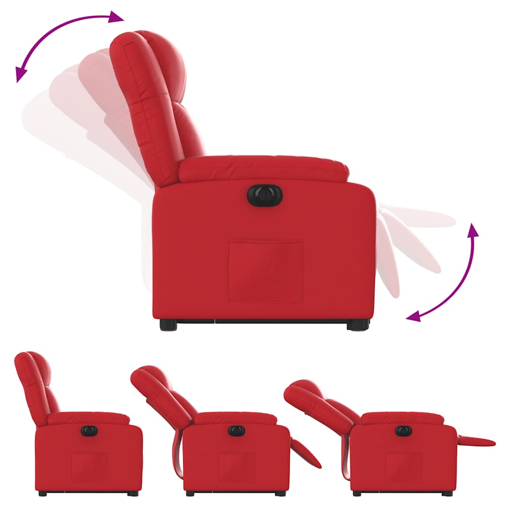 Fauteuil inclinable électrique rouge similicuir