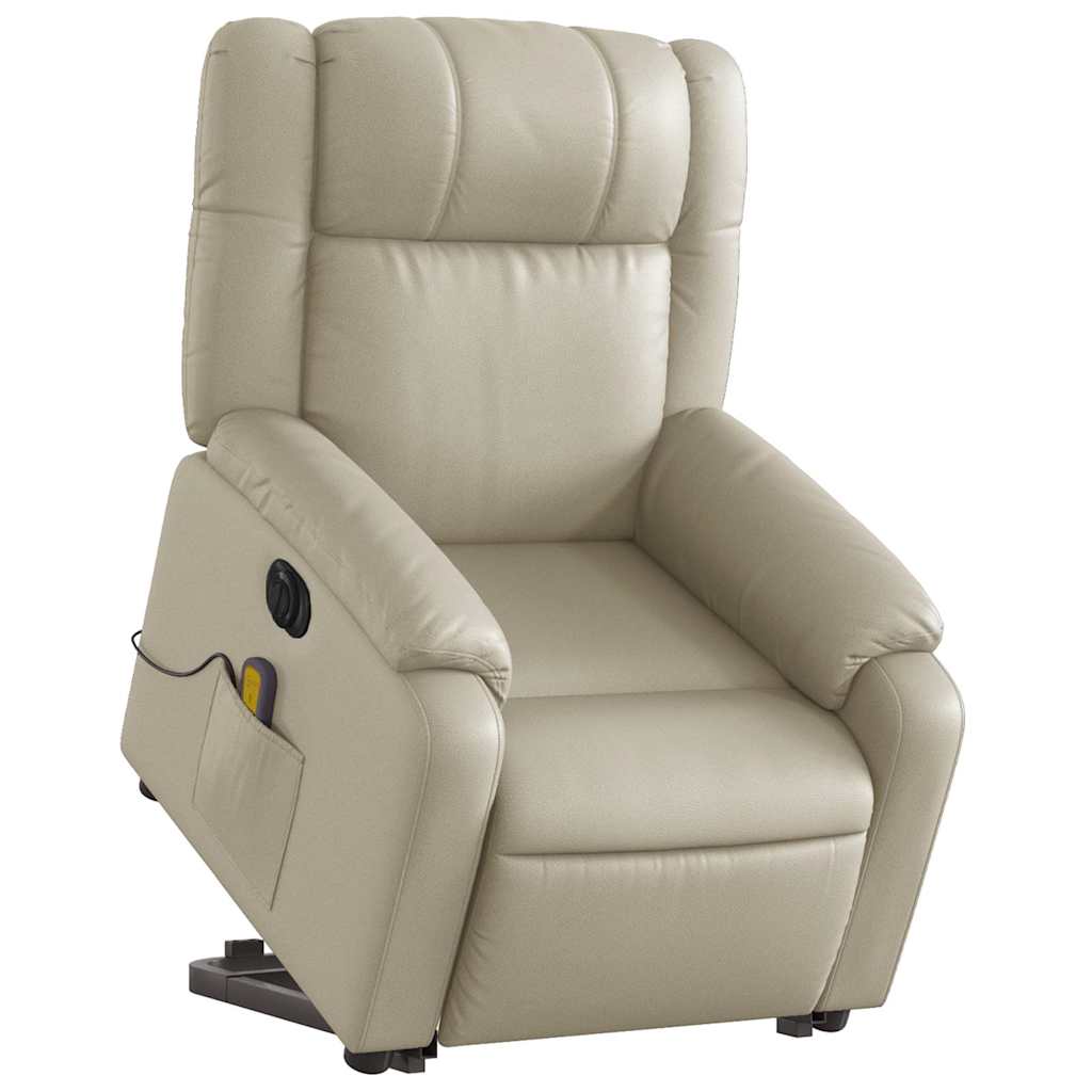 Fauteuil inclinable de massage électrique crème similicuir - XIOS