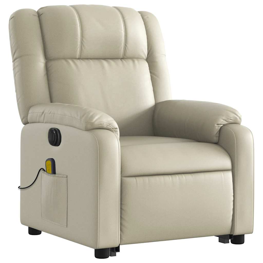 Fauteuil inclinable de massage électrique crème similicuir - XIOS