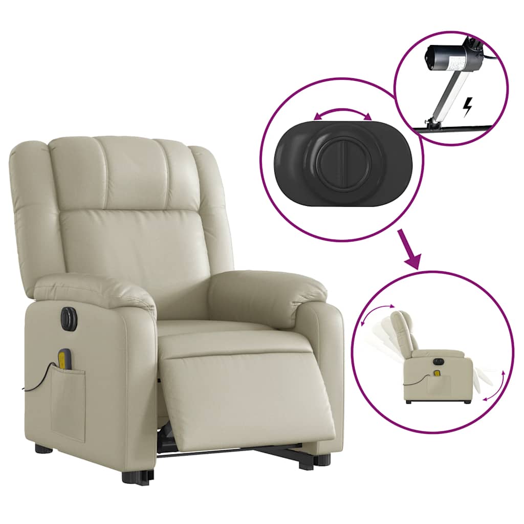 Fauteuil inclinable de massage électrique crème similicuir - XIOS