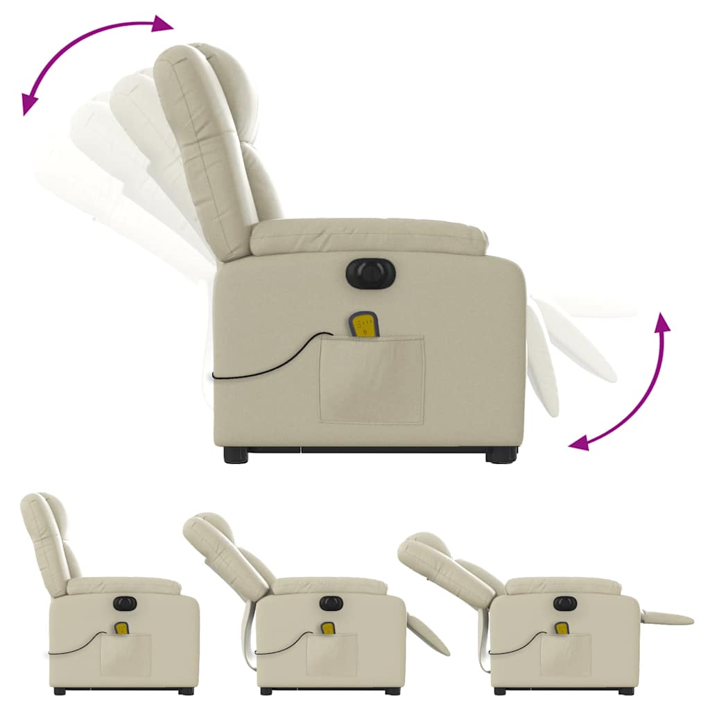 Fauteuil inclinable de massage électrique crème similicuir