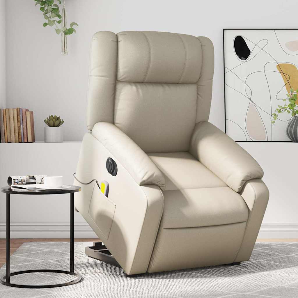 Fauteuil inclinable de massage électrique crème similicuir - XIOS