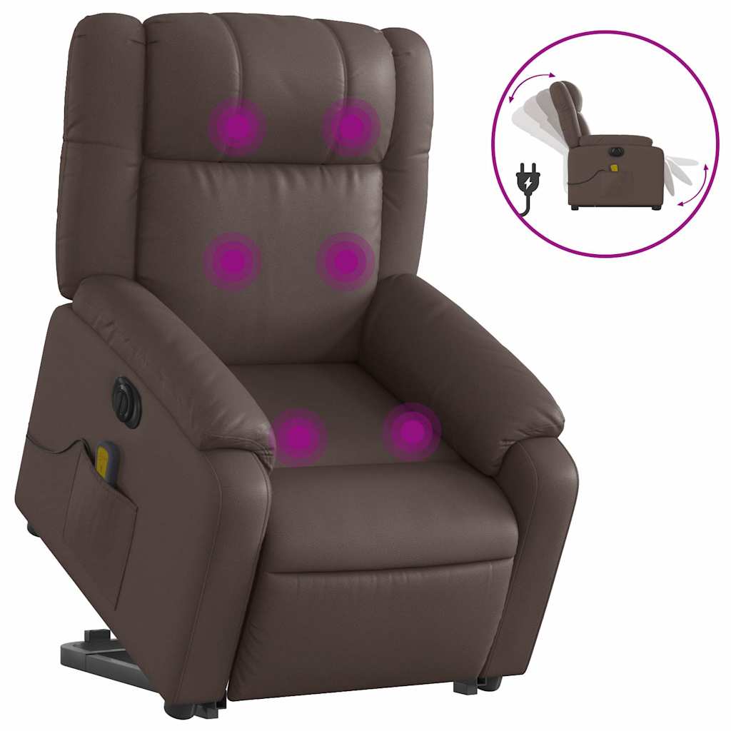 Fauteuil inclinable de massage électrique marron similicuir - XIOS