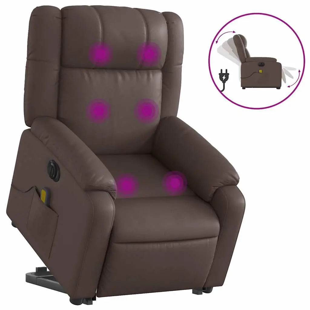 Fauteuil inclinable de massage électrique marron similicuir - XIOS