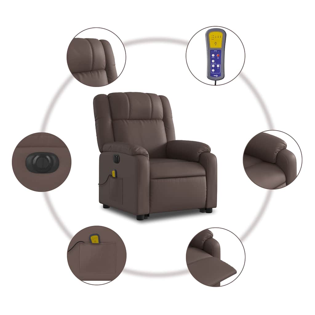 Fauteuil inclinable de massage électrique marron similicuir - XIOS
