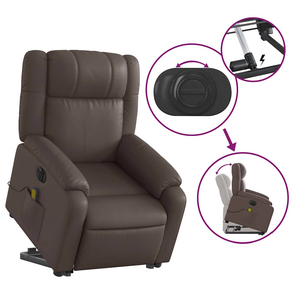 Fauteuil inclinable de massage électrique marron similicuir - XIOS