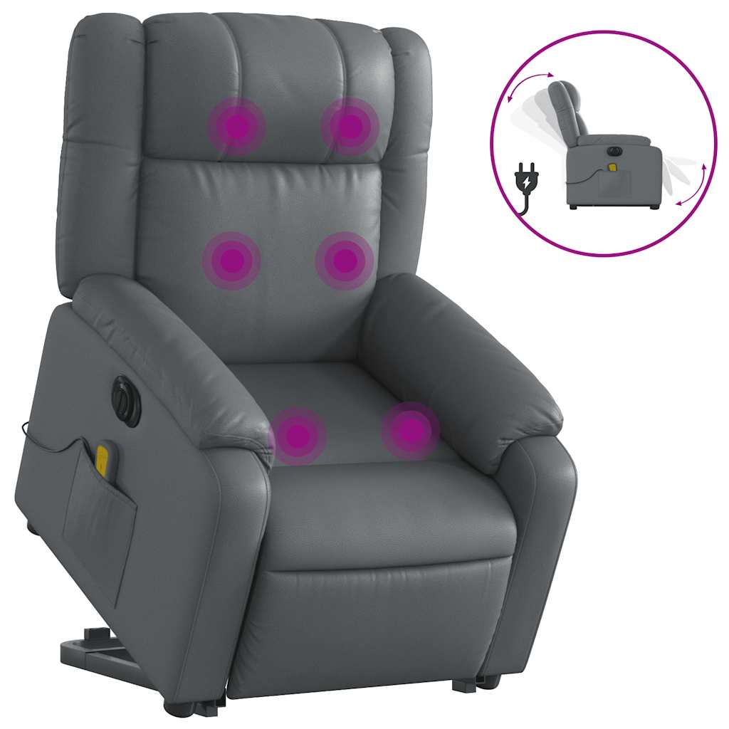 Fauteuil inclinable de massage électrique gris similicuir - XIOS