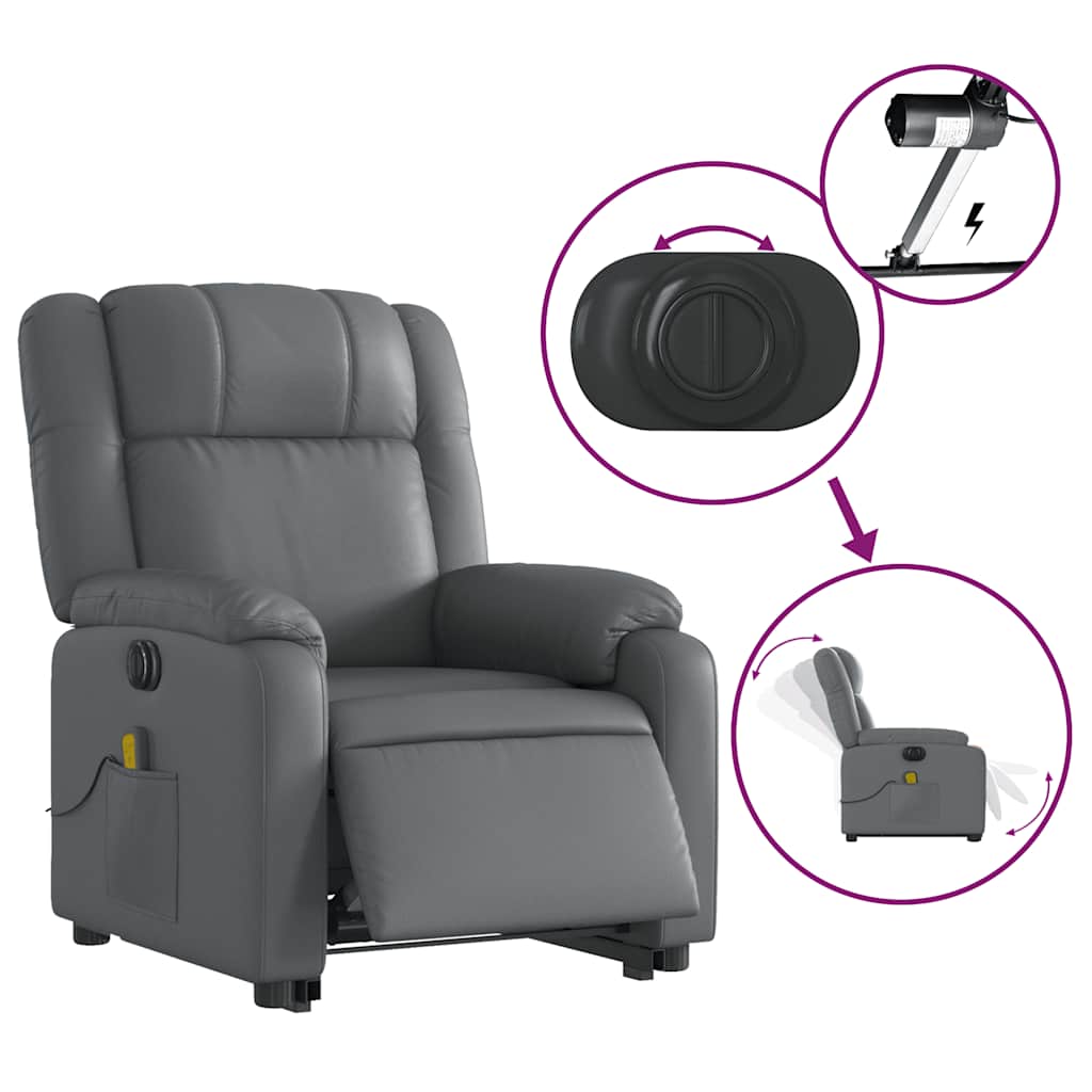 Fauteuil inclinable de massage électrique gris similicuir - XIOS
