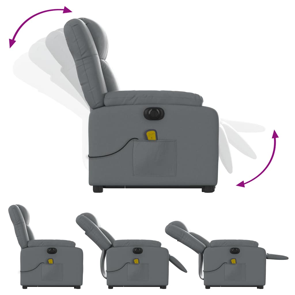 Fauteuil inclinable de massage électrique gris similicuir