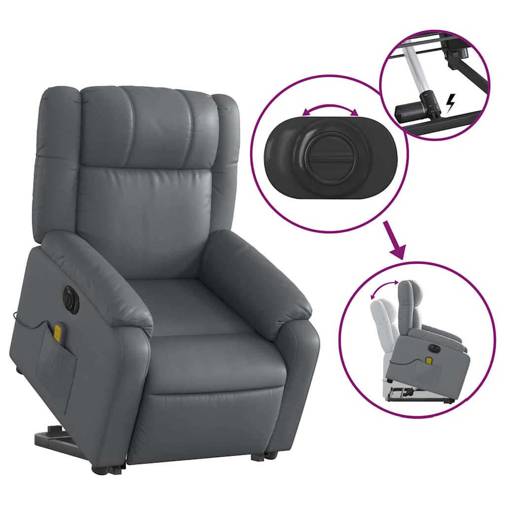 Fauteuil inclinable de massage électrique gris similicuir