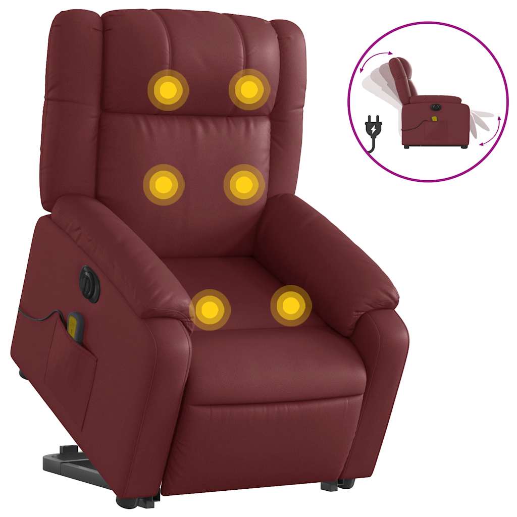Fauteuil inclinable de massage électrique rouge bordeaux - XIOS