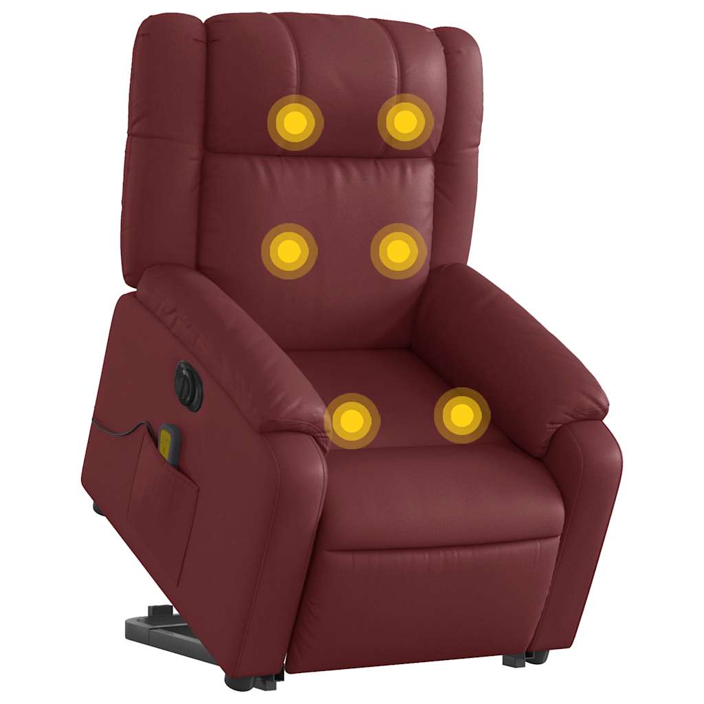 Fauteuil inclinable de massage électrique rouge bordeaux
