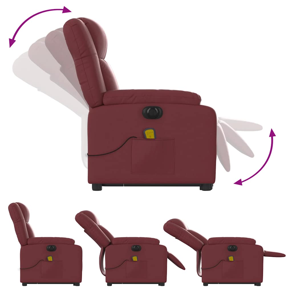 Fauteuil inclinable de massage électrique rouge bordeaux - XIOS