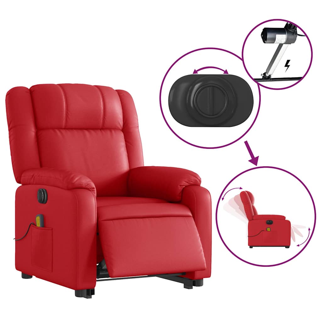 Fauteuil inclinable de massage électrique rouge similicuir - XIOS