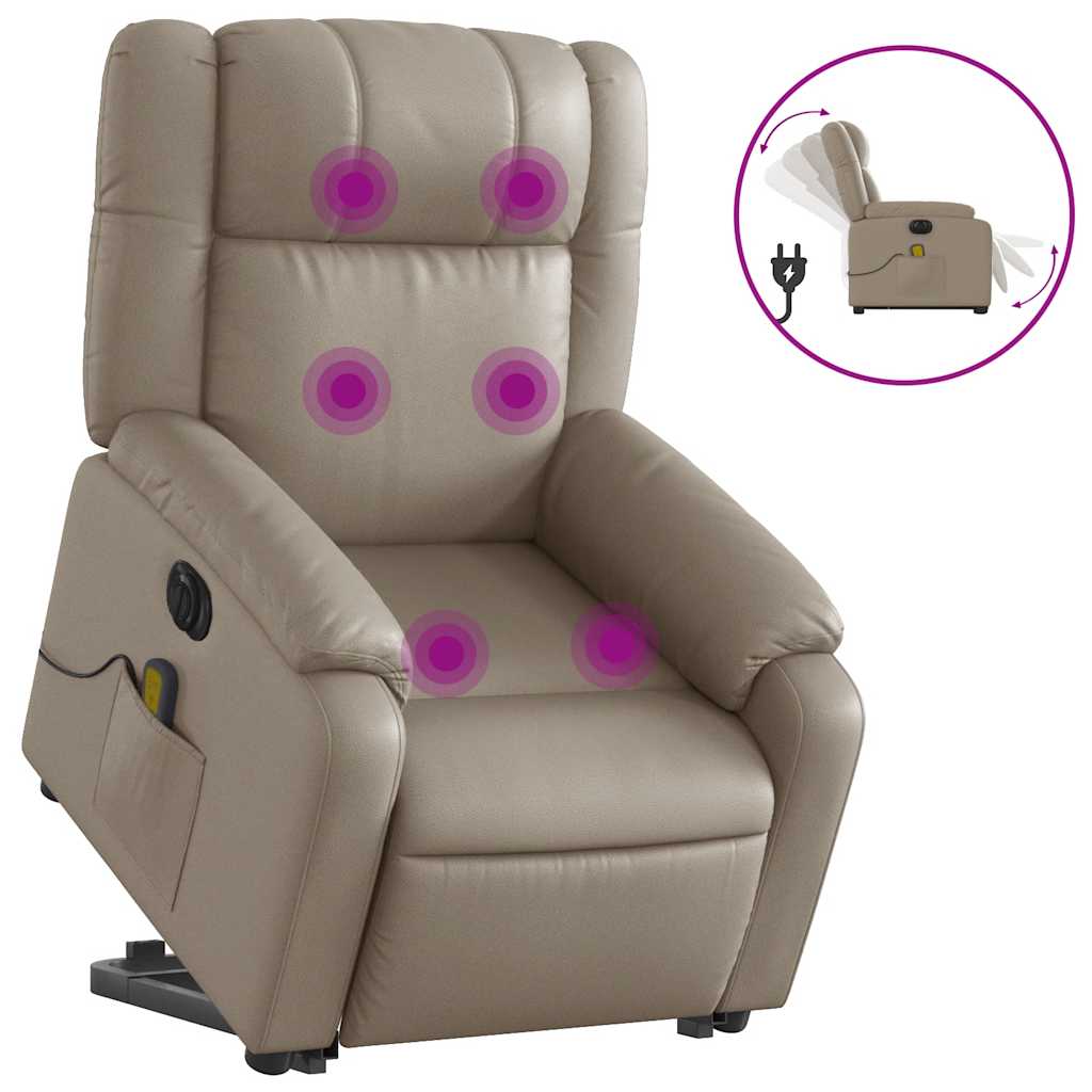 Fauteuil inclinable de massage électrique cappuccino similicuir - XIOS