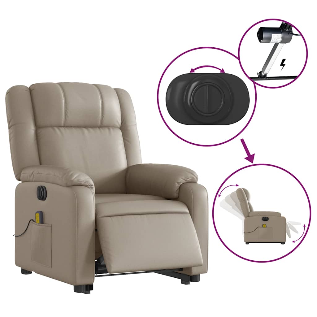 Fauteuil inclinable de massage électrique cappuccino similicuir - XIOS