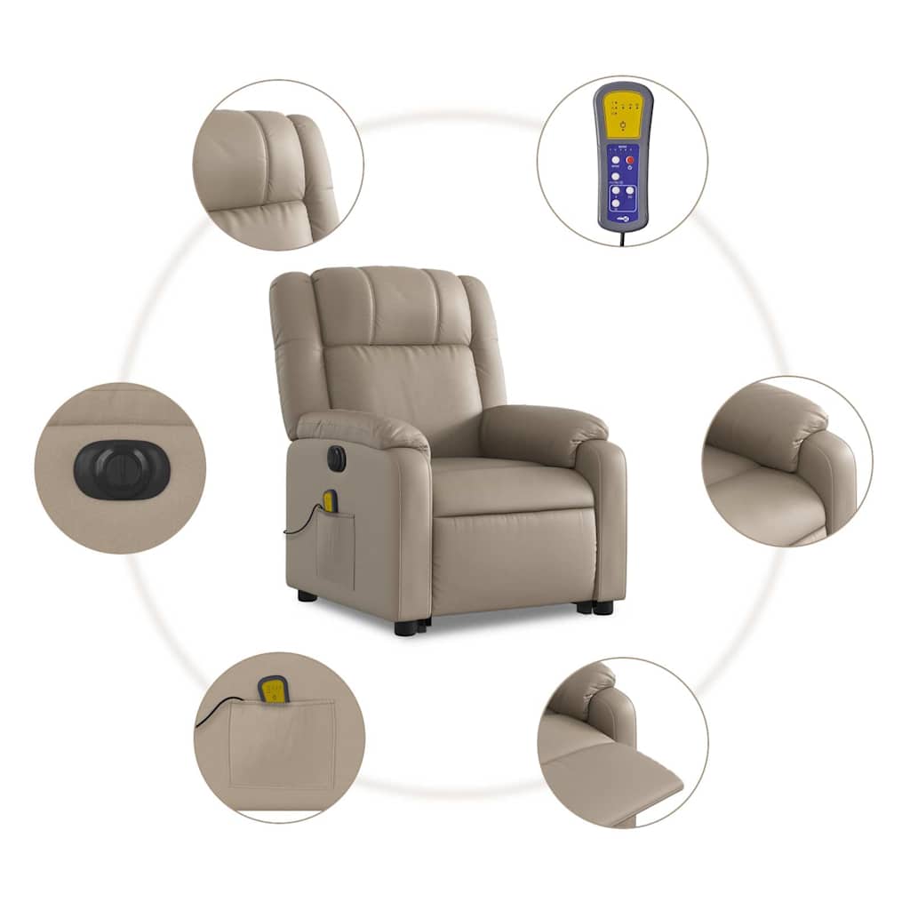 Fauteuil inclinable de massage électrique cappuccino similicuir - XIOS