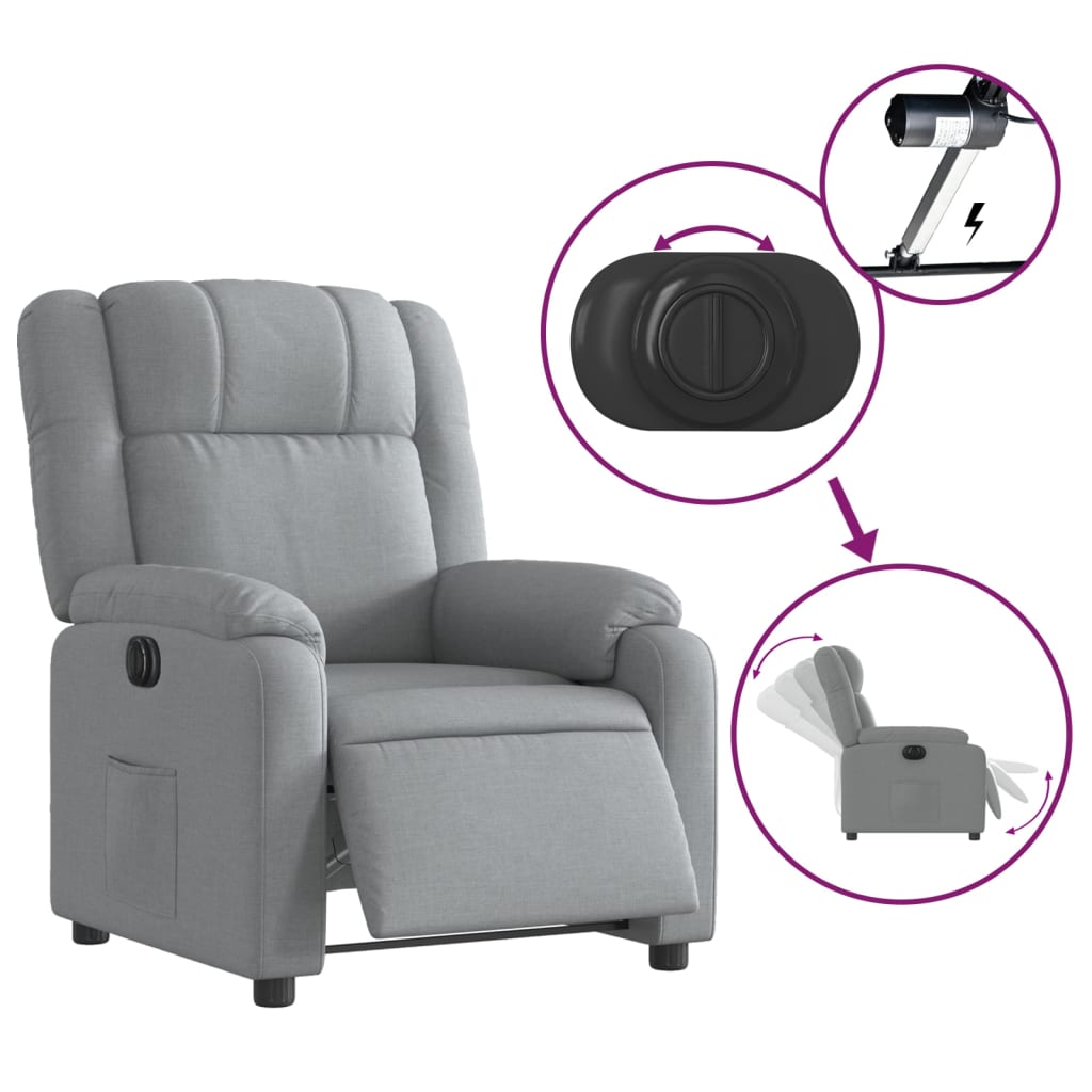 Fauteuil inclinable électrique Gris clair Tissu - XIOS