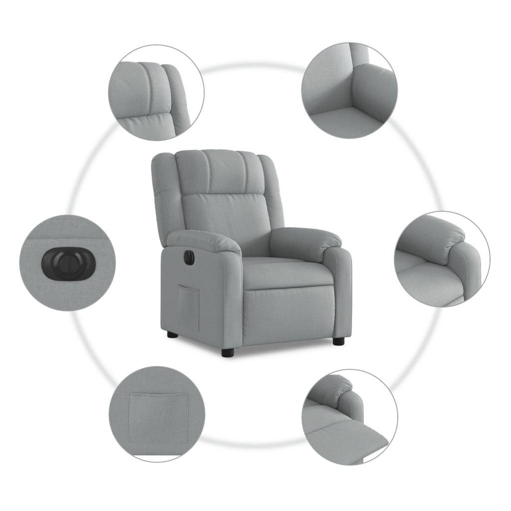 Fauteuil inclinable électrique Gris clair Tissu - XIOS