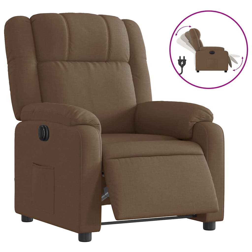 Fauteuil inclinable électrique Marron Tissu