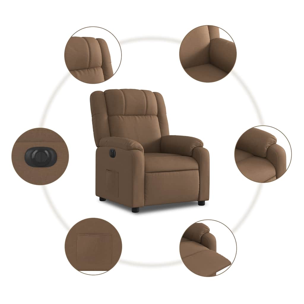 Fauteuil inclinable électrique Marron Tissu