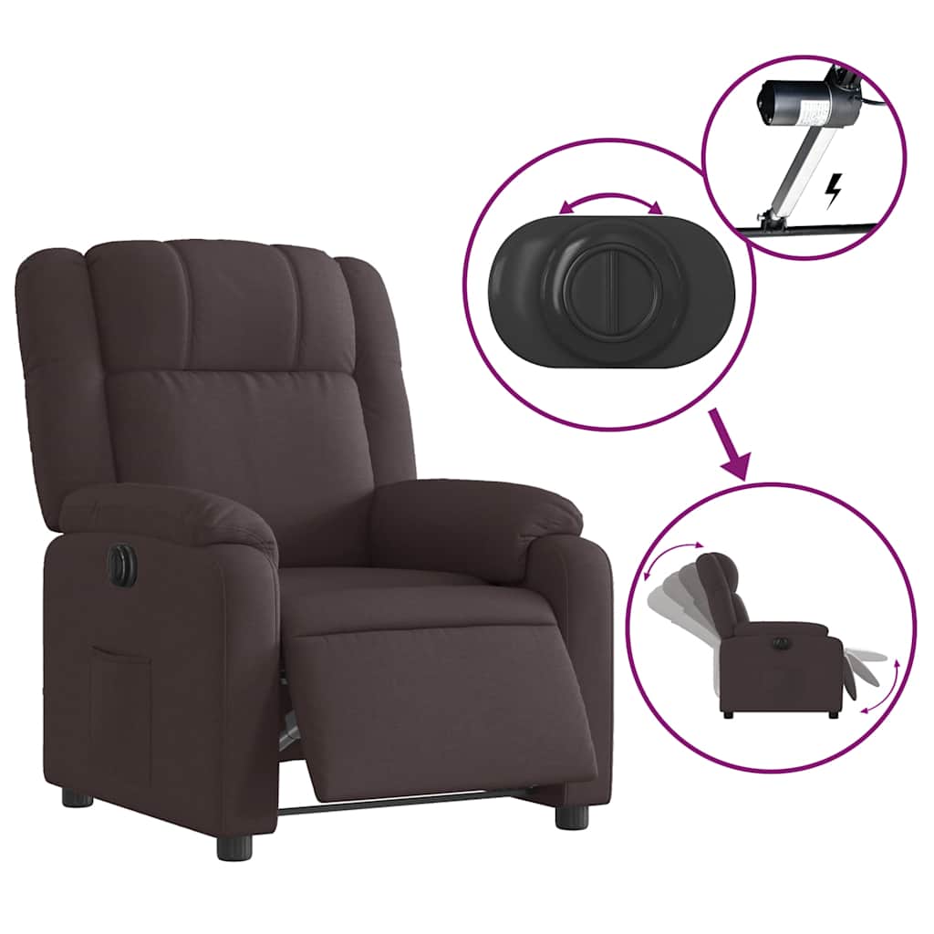 Fauteuil inclinable électrique Marron foncé Tissu - XIOS