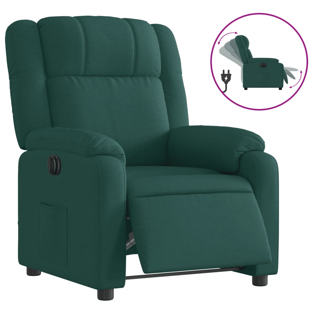 Fauteuil inclinable électrique Vert foncé Tissu - XIOS