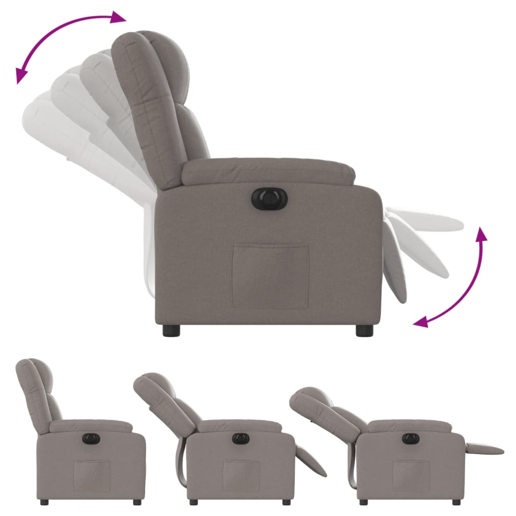 Fauteuil inclinable électrique Taupe Tissu