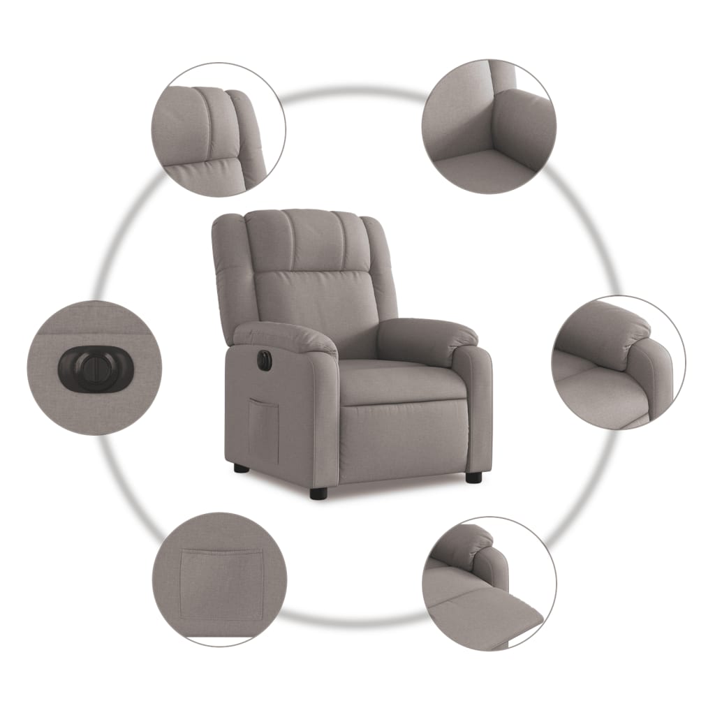 Fauteuil inclinable électrique Taupe Tissu - XIOS