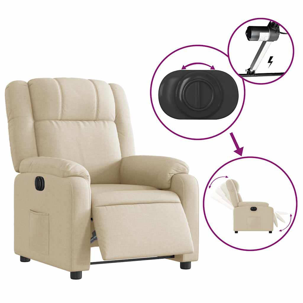 Fauteuil inclinable électrique Crème Tissu - XIOS