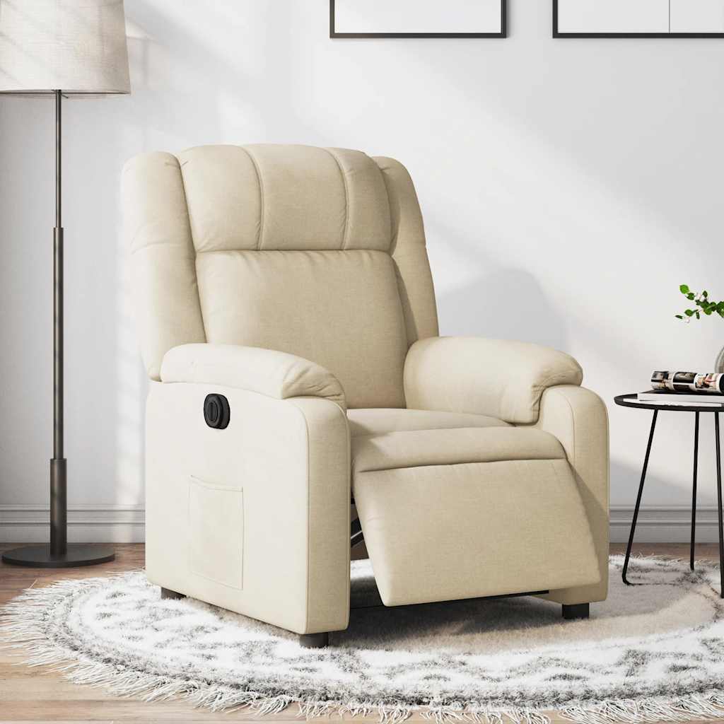 Fauteuil inclinable électrique Crème Tissu - XIOS