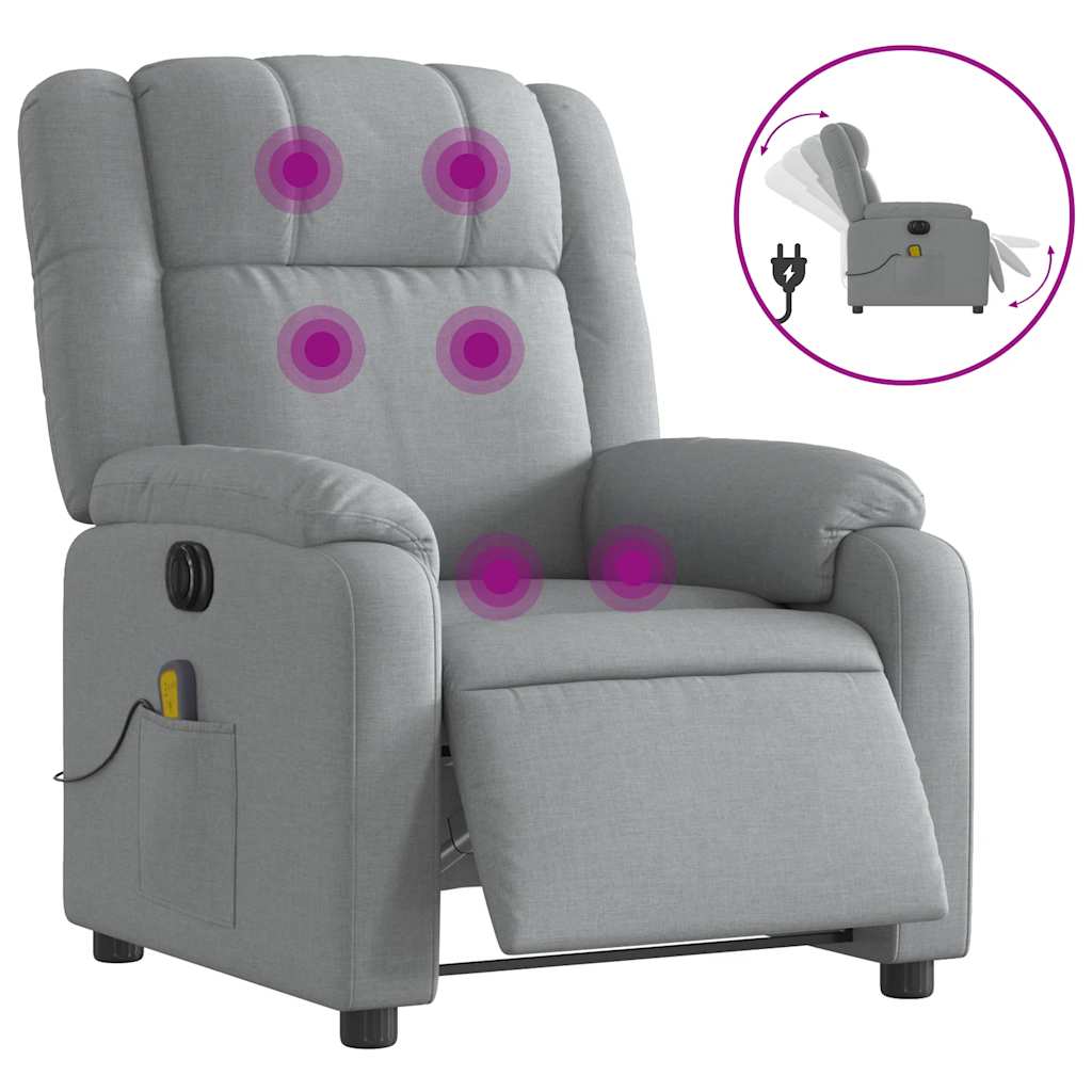 Fauteuil de massage inclinable électrique gris clair tissu - XIOS