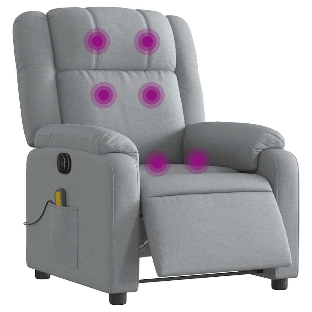 Fauteuil de massage inclinable électrique gris clair tissu - XIOS