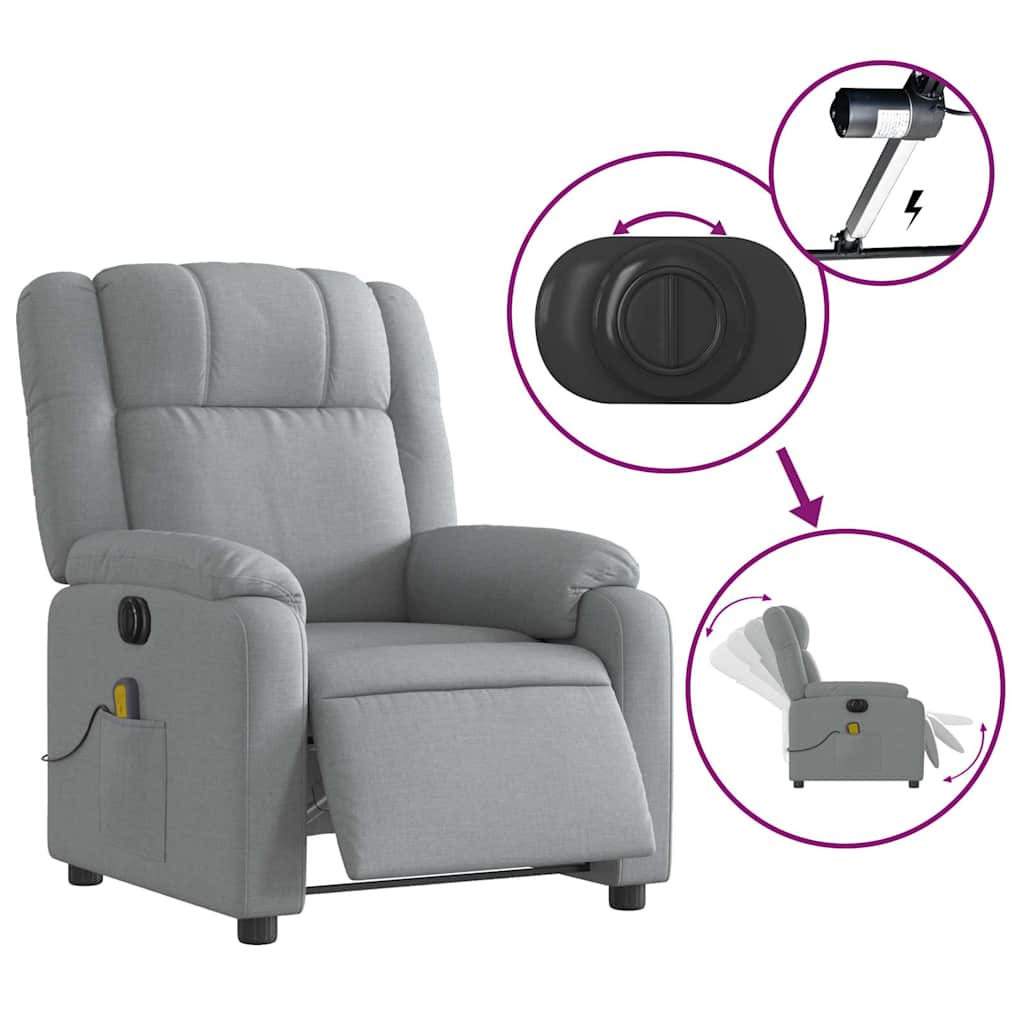 Fauteuil de massage inclinable électrique gris clair tissu - XIOS
