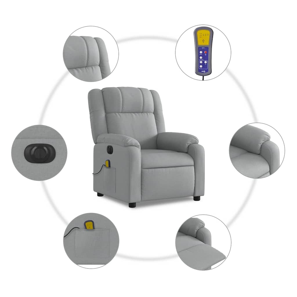 Fauteuil de massage inclinable électrique gris clair tissu - XIOS