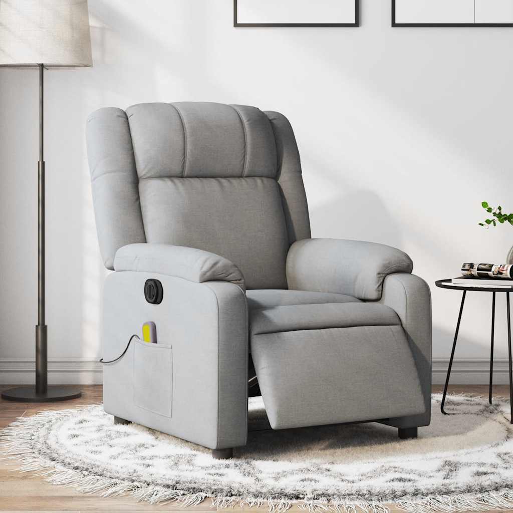 Fauteuil de massage inclinable électrique gris clair tissu - XIOS