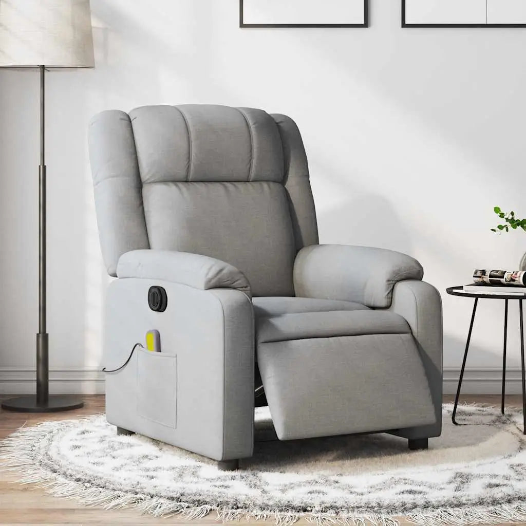 Fauteuil de massage inclinable électrique gris clair tissu - XIOS