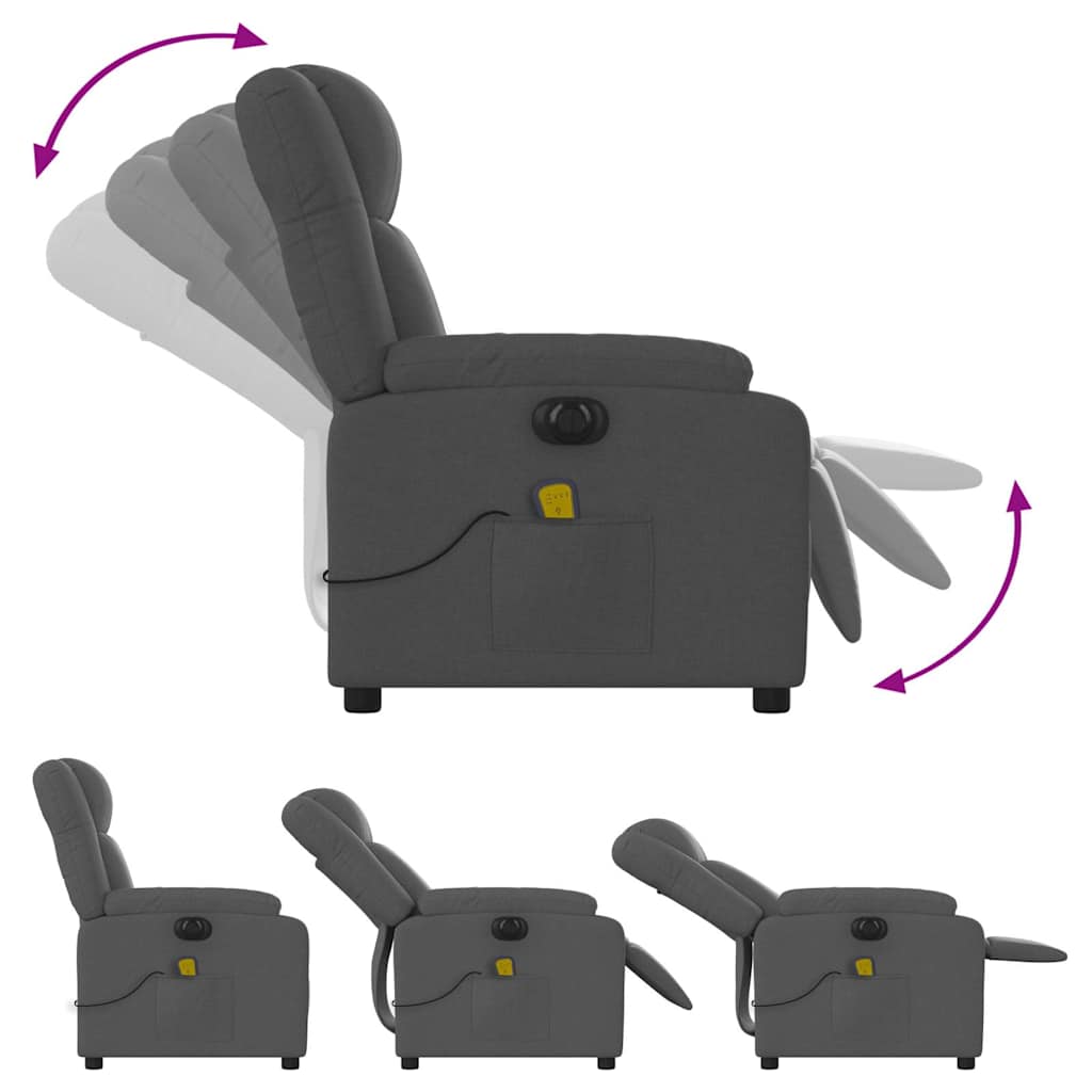 Fauteuil inclinable de massage électrique gris foncé tissu - XIOS