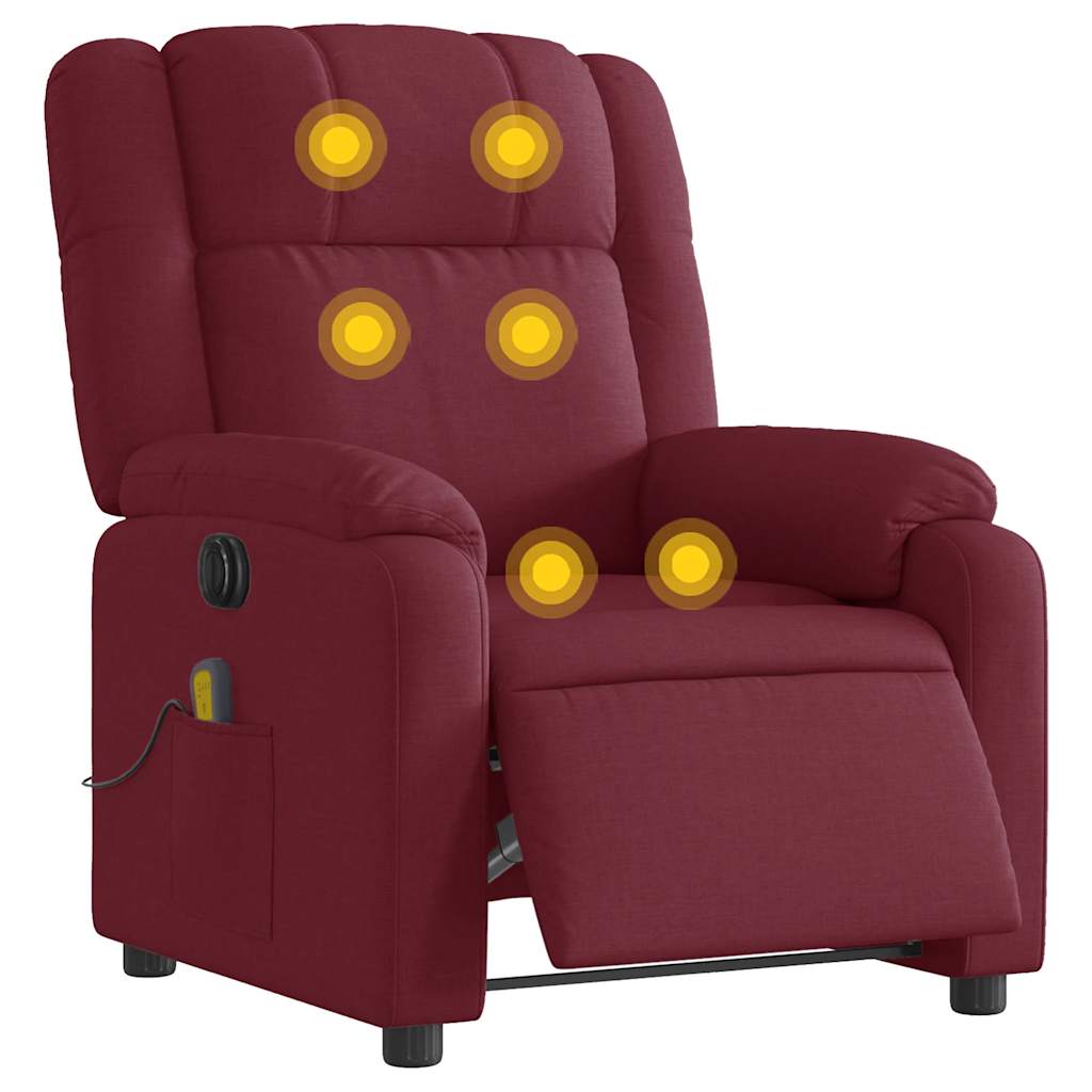 Fauteuil de massage inclinable électrique Rouge bordeaux Tissu - XIOS