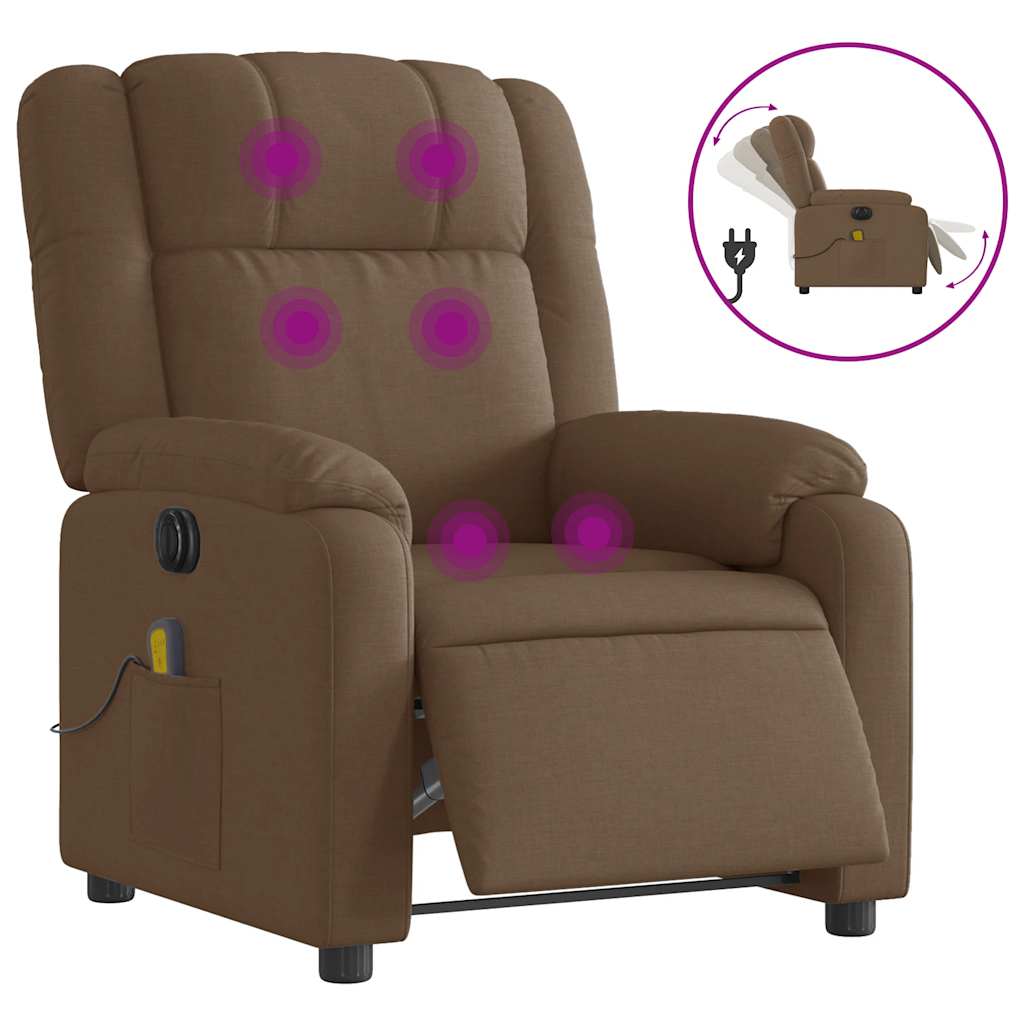 Fauteuil inclinable de massage électrique marron tissu - XIOS