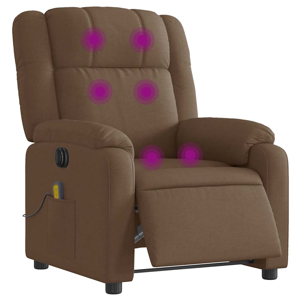 Fauteuil inclinable de massage électrique marron tissu