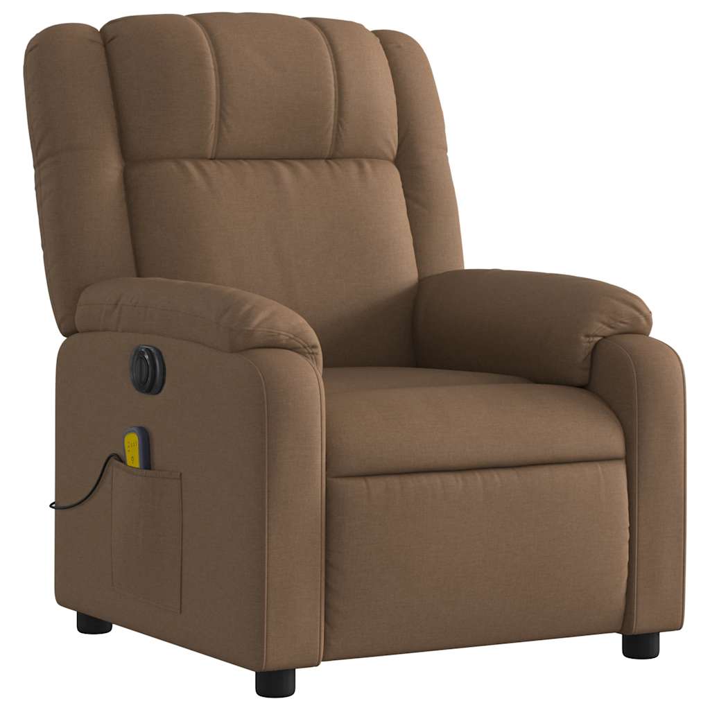 Fauteuil inclinable de massage électrique marron tissu - XIOS