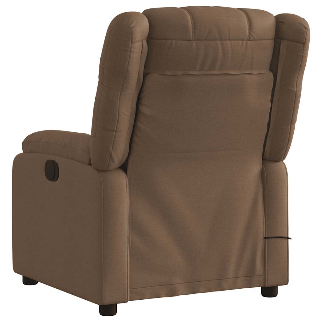 Fauteuil inclinable de massage électrique marron tissu