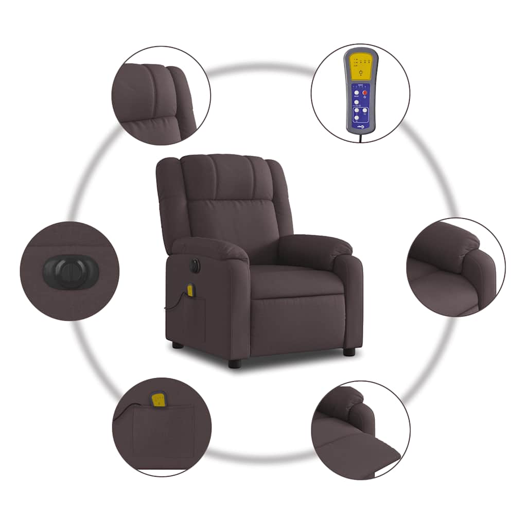 Fauteuil de massage inclinable électrique Marron foncé Tissu - XIOS