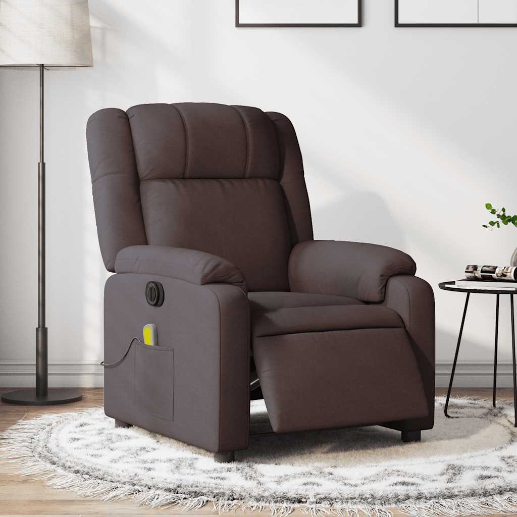 Fauteuil de massage inclinable électrique Marron foncé Tissu - XIOS